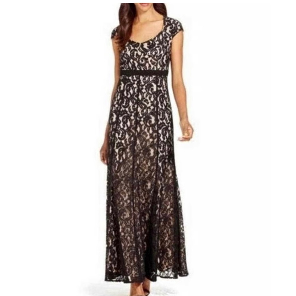MSK Black and White Lace Maxi Dress